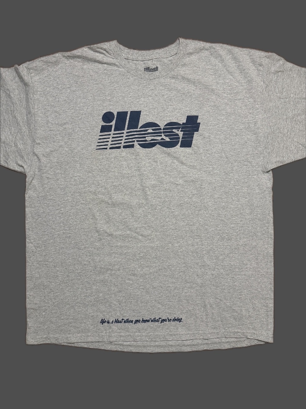 ILLEST BRAND Short Sleeve Life Is A Blast Tee in Heather Gray with Navy Logo